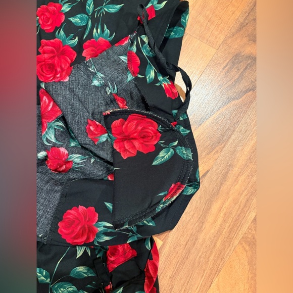 Erika Black Maxi Dress with Red Floral Design - Picture 7 of 8